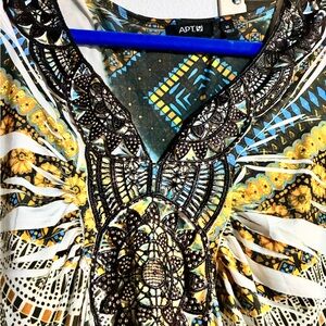 Apt. 9 Geometric Patterned Dress with Blue and Orange Accents